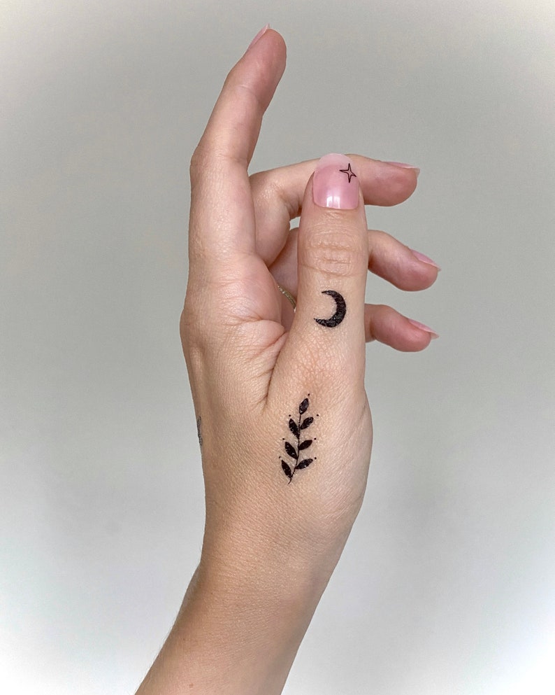 Tiny Temporary Tattoo Set | Sun, Moon & Botanical Celestial Fake Tattoos - Image 2