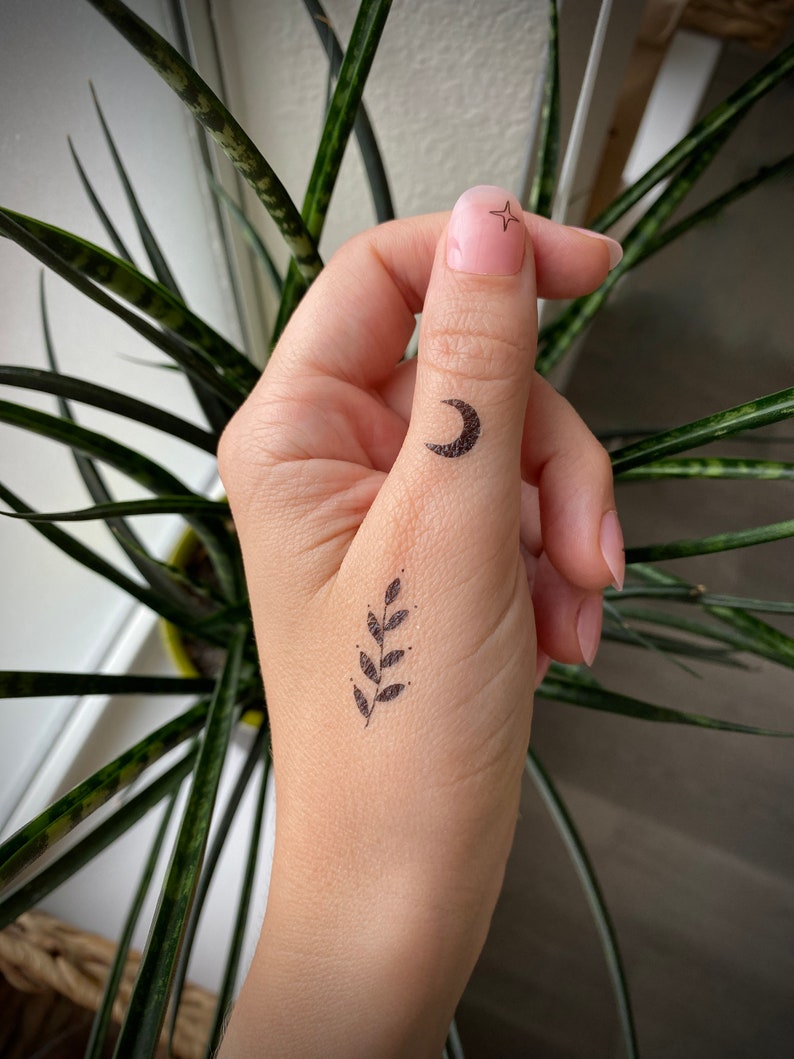 Tiny Temporary Tattoo Set | Sun, Moon & Botanical Celestial Fake Tattoos - Image 5