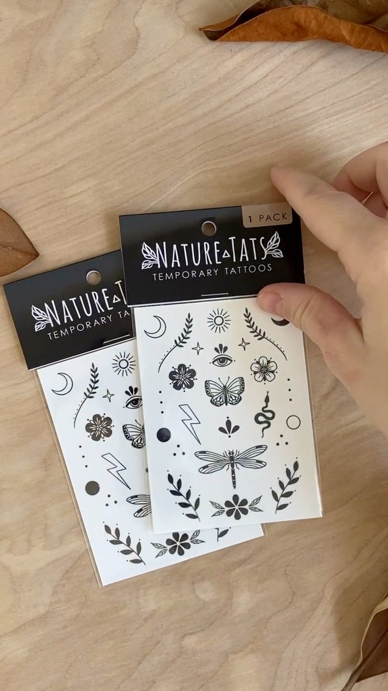 Tiny Temporary Tattoo Set | Sun, Moon & Botanical Celestial Fake Tattoos - Image 7
