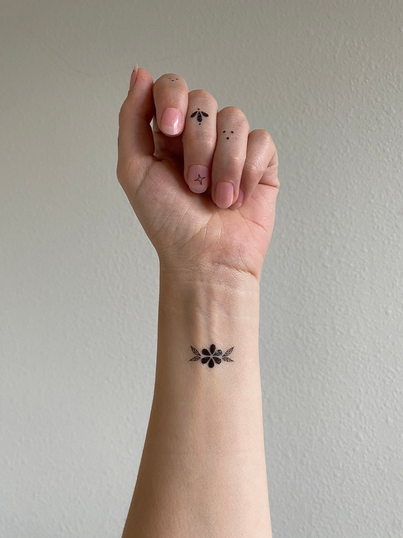 Tiny Temporary Tattoo Set | Sun, Moon & Botanical Celestial Fake Tattoos - Image 3