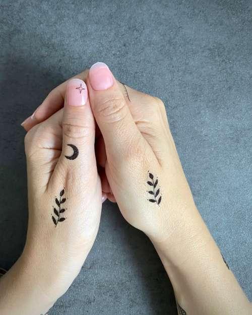 Tiny Temporary Tattoo Set | Sun, Moon & Botanical Celestial Fake Tattoos