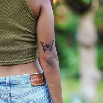 Black White Butterfly Temporary Tattoo