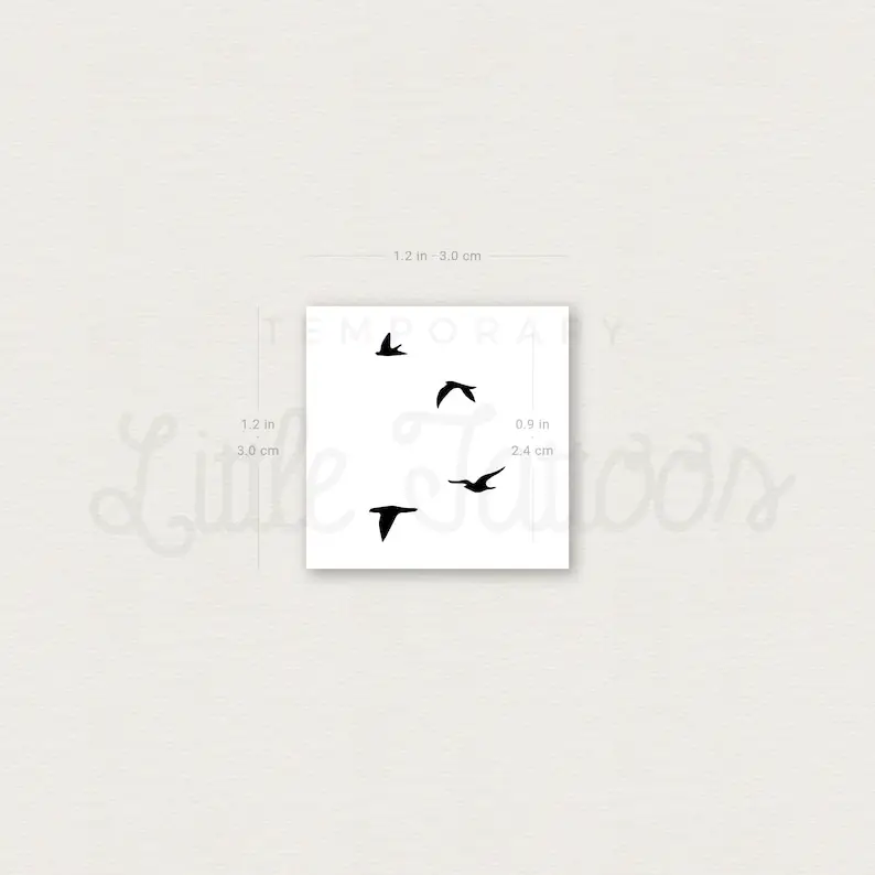 Minimalist Flying Birds Temporary Tattoo - Image 2