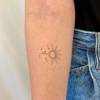 Ocean Sun and Moon Temporary Tattoo