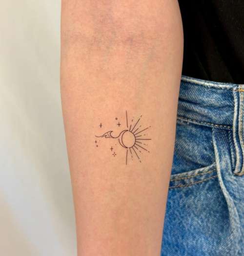 Ocean Sun and Moon Temporary Tattoo