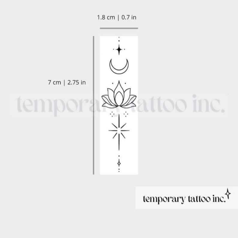 Minimalist Tattoo, Lotus Moon, Fine Line Art, Spiritual Tattoo - Image 2
