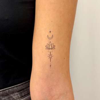 Minimalist Tattoo, Lotus Moon, Fine Line Art, Spiritual Tattoo