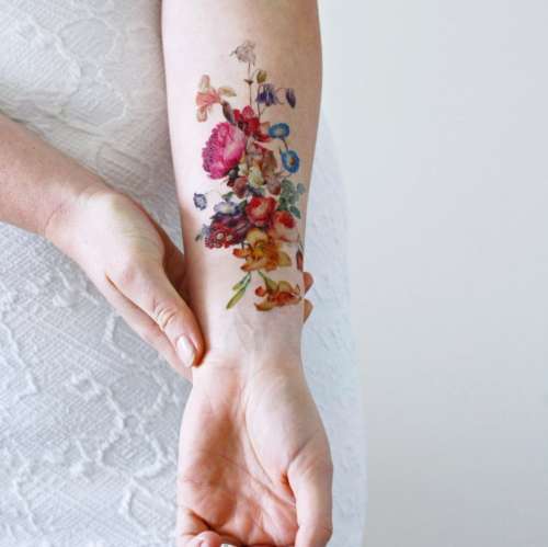 Vintage floral temporary tattoo