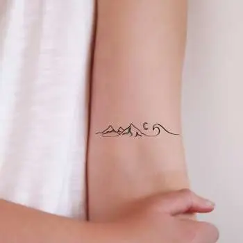 Sea, mountain and moon temporary tattoos | 2 set