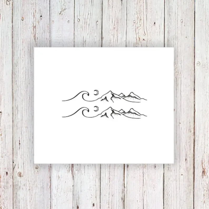 Sea, mountain and moon temporary tattoos | 2 set - Image 3