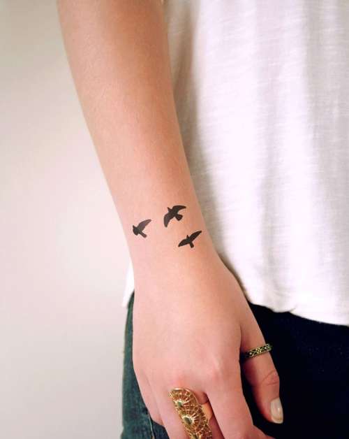 small flying birds temporary tattoo