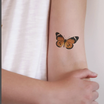 Orange butterfly temporary tattoo